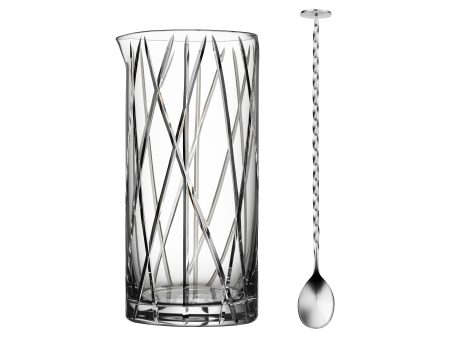 City Mixing Glass with Bar Spoon For Cheap